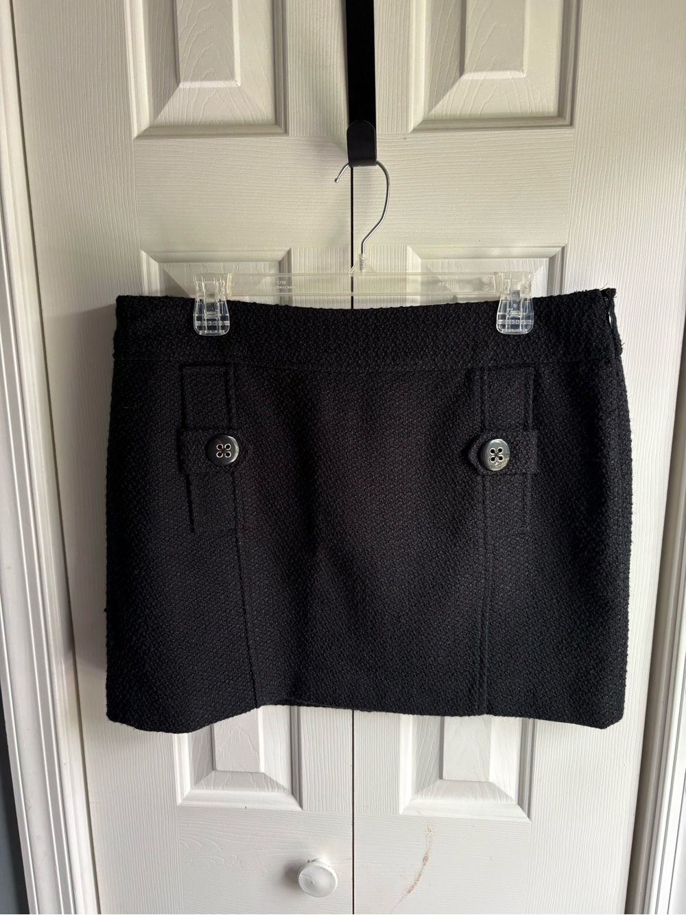 Banana Republic Womens Black Textured Wool Blend Mini Skirt Size 14 NWT
